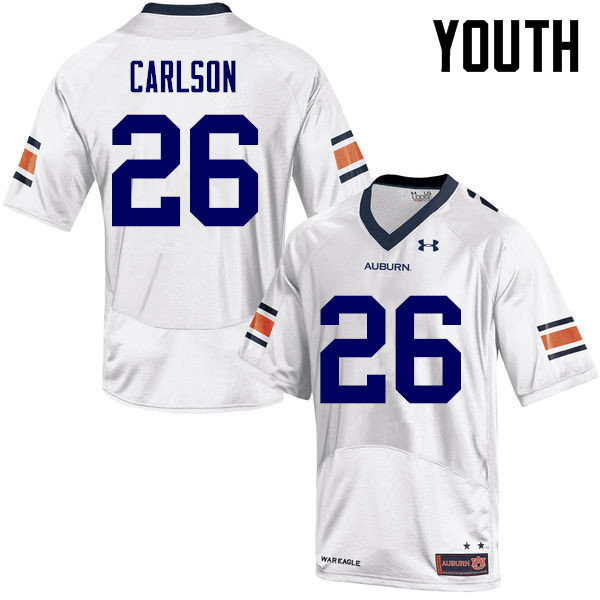 Youth Auburn Tigers #26 Anders Carlson White College Stitched Football Jersey